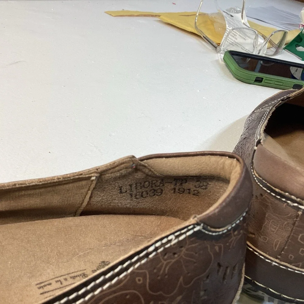 Spring Step‎ L'Artiste Libora Brown Leather SlipOn Shoes Womens Sz 8 Comfort
